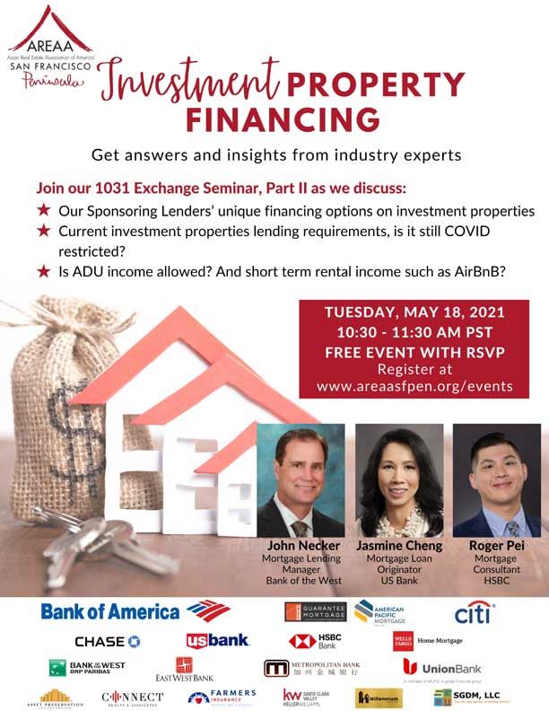 Investment Property Financing Get answers and insights from industry experts. Time: May 18, 2021 10:30 AM - 11:30 AM